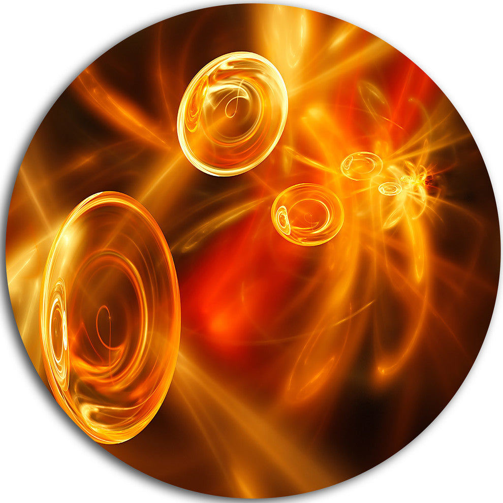 Yellow Fractal Desktop Wallpaper, Abstract Disc Metal Wall Art, 11"