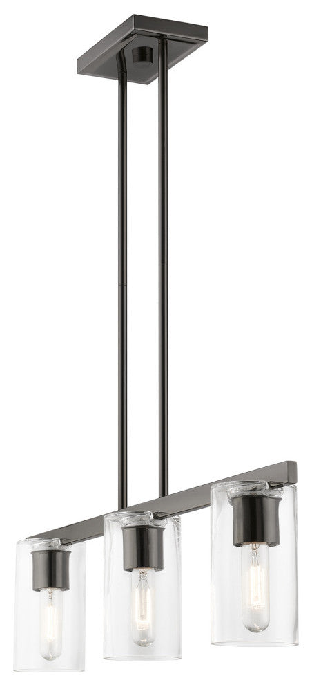 Clarion 3 Light Black Chrome Linear Chandelier
