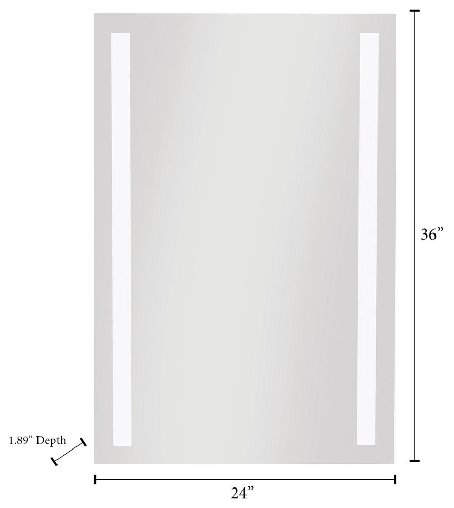American Furniture Classics Backlit LED Mirror, 2 Vertical Frosted Insert