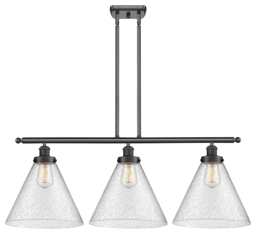 Innovations 916-3I-BK-G44-L Cone 12" 3 Light Island Light, Matte Black