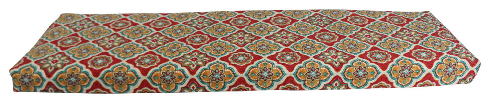 57"X19" Patterned Outdoor Spun Polyester Bench Cushion, Adonis Jewel