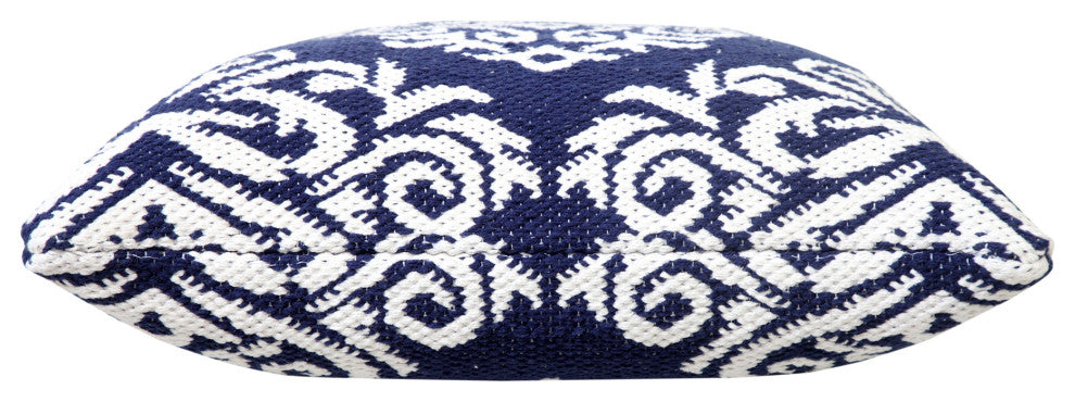 Ox Bay Machine-Made Blue/White Medallion Cotton Blend Pillow Cover, 20"x20"