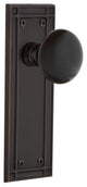 Mission Plate Privacy Black Porcelain Knob, Timeless Bronze