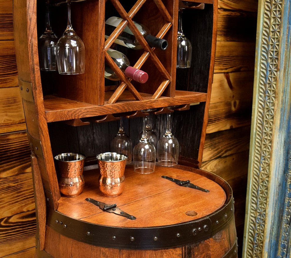 Shooter's Barrel Bar 7 Bottle Wine Hutch