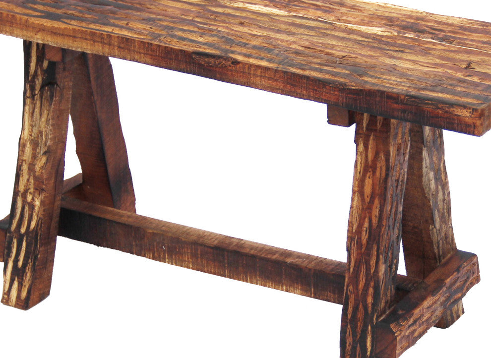 Wooden Garden Patio Bench With Retro Etching Cappuccino Brown