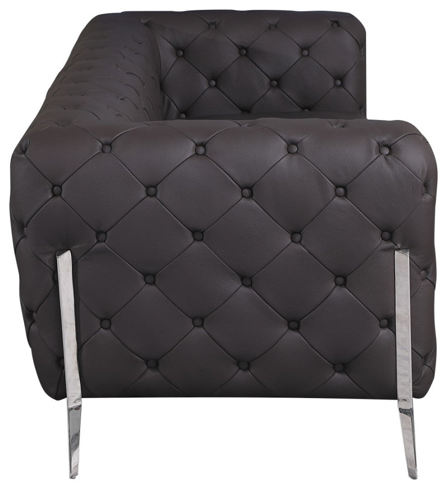 Angelica Italian Leather Sofa, Brown