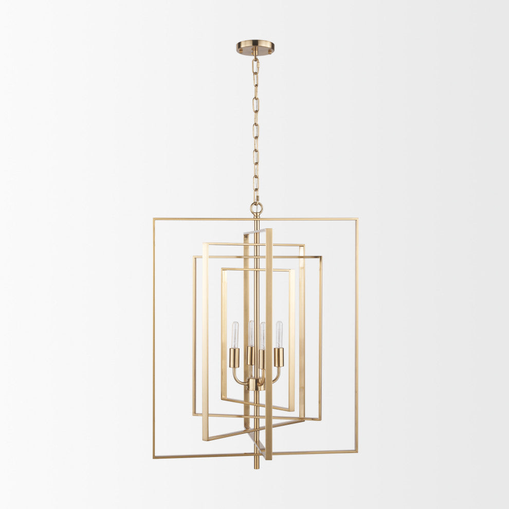 Colleen Antiqued Gold Metal 4-Light Chandelier