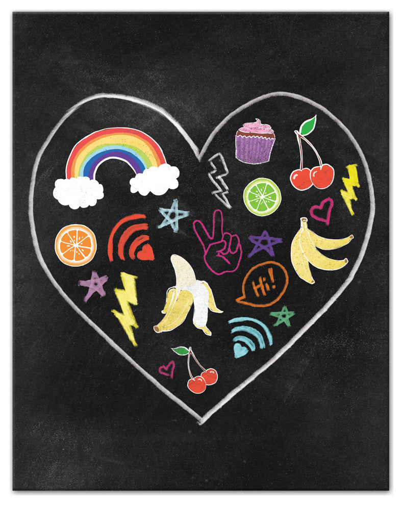 Fun Heart Chalk 11x14 Canvas Wall Art