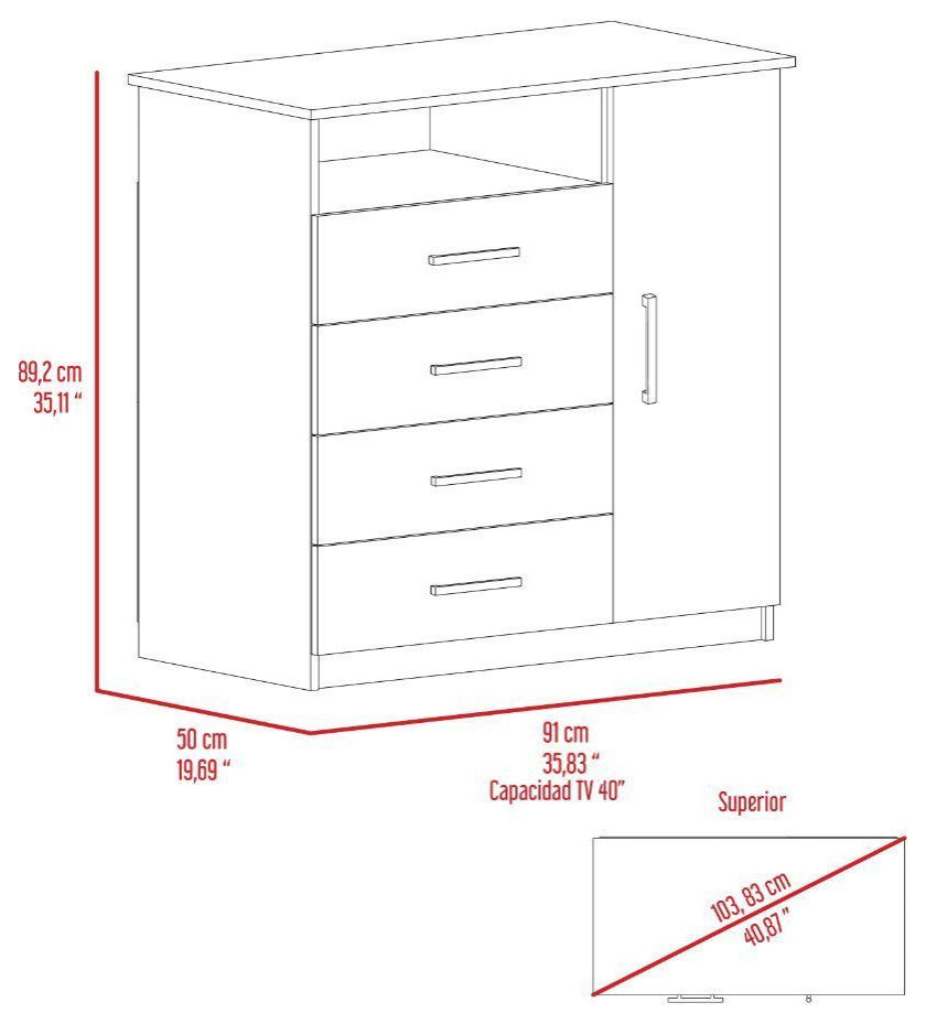Rioja 4 Drawer Dresser, Light Gray
