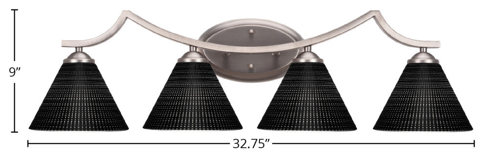 Zilo 4 Light Bath Bar Shown, Graphite Finish With 7" Black Matrix Glass