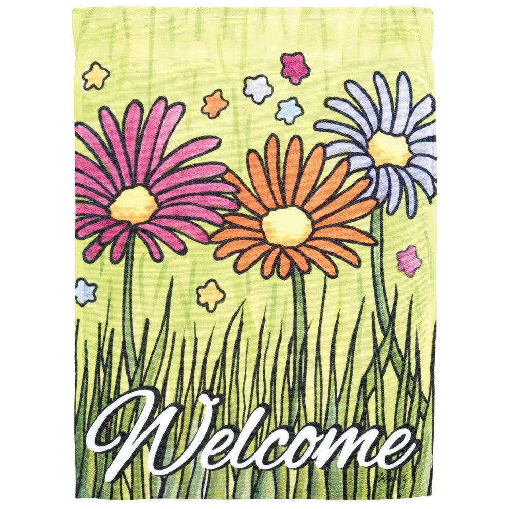 Flag Welcome Daisies Polyester 30x44