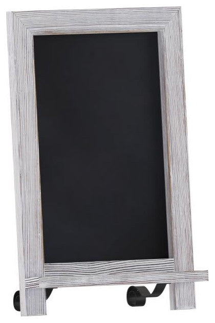 Canterbury Magnetic Chalkboard WithMetal Scrolled Legs, Hang or Countertop Board, White Wash