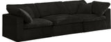 Cozy Velvet Upholstered Comfort 3-Piece Modular Sofa, Black