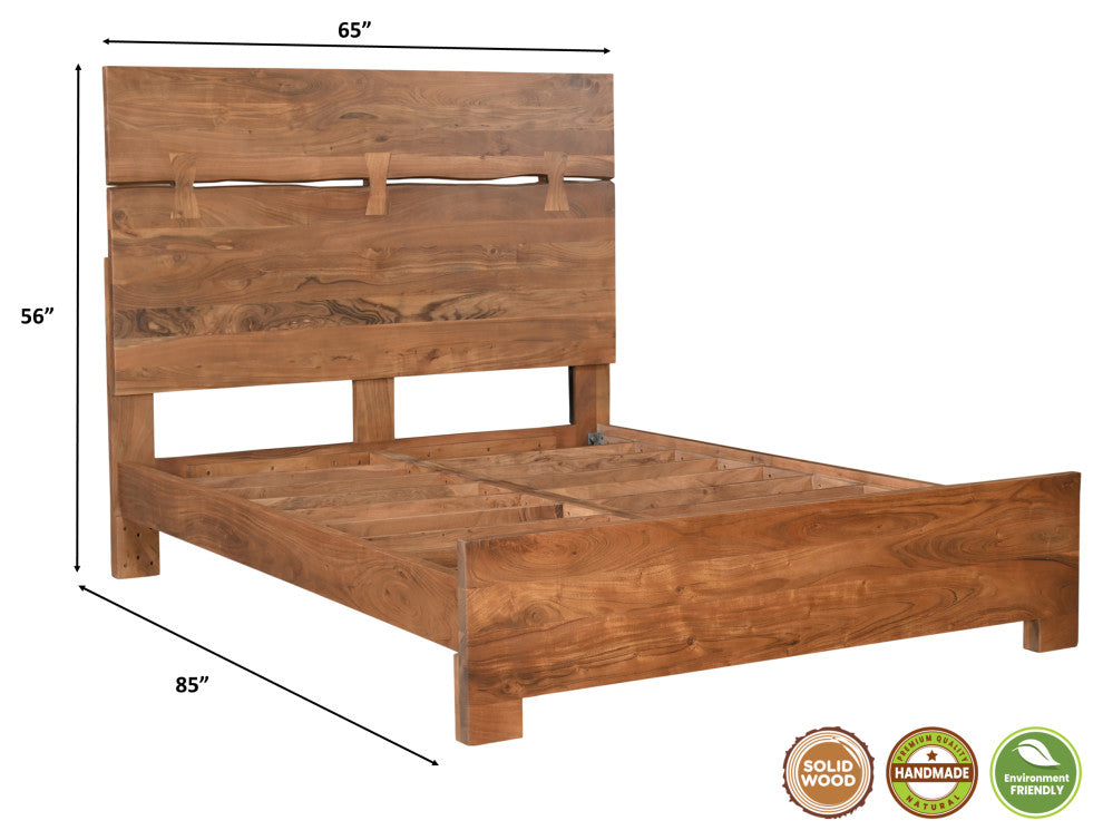 Lydia Live Edge Solid Wood Panel Bed, Queen, 56" H