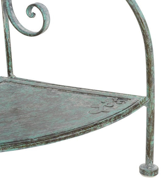 Safavieh Turuca 4 Tier Corner Shelf, Antique Dark Green