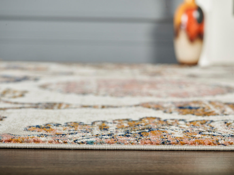 Abani Arto ART110A Bohemian Coral and Navy Medallion Area Rug