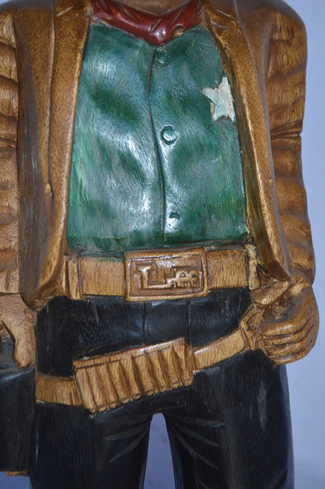 Sheriff Made of Wood Statue - Size: 6"L x 9"W x 30"H.