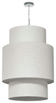 7 Light 3 Tiers Drum Linen Milano White, Fabric Diffuser, Polished Chrome