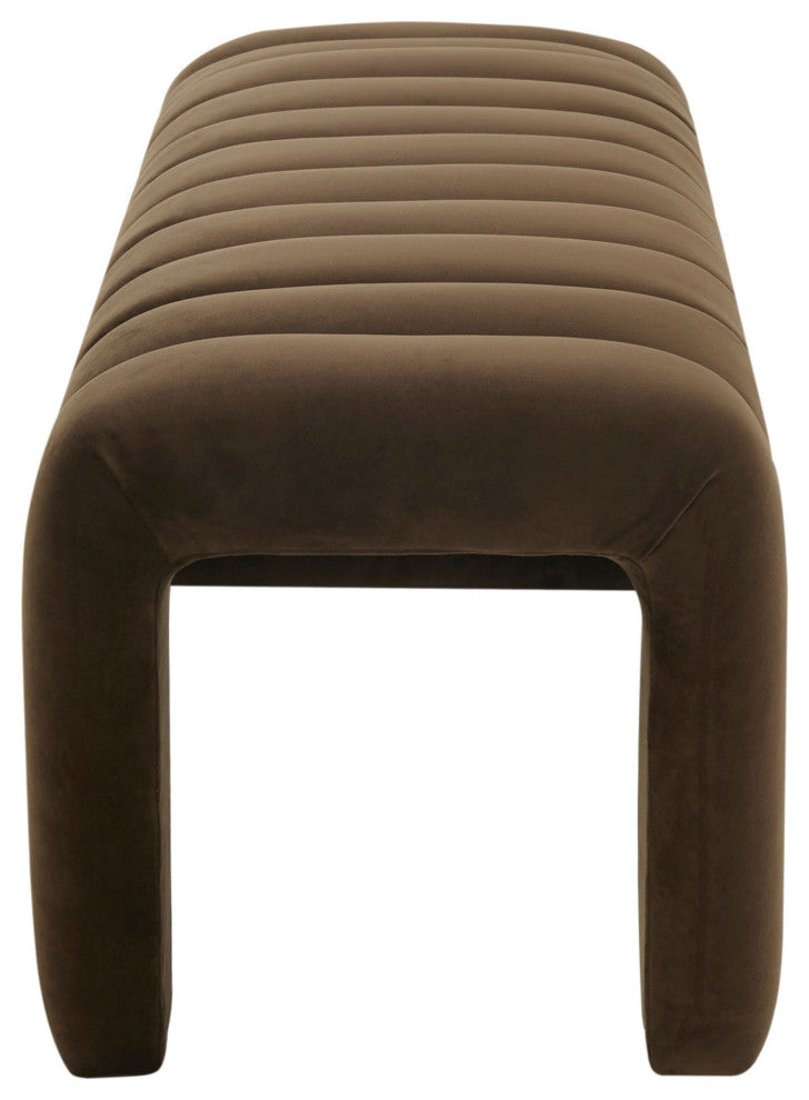 Safavieh Couture Bellisima Channel Tufted Bench, Dark Brown