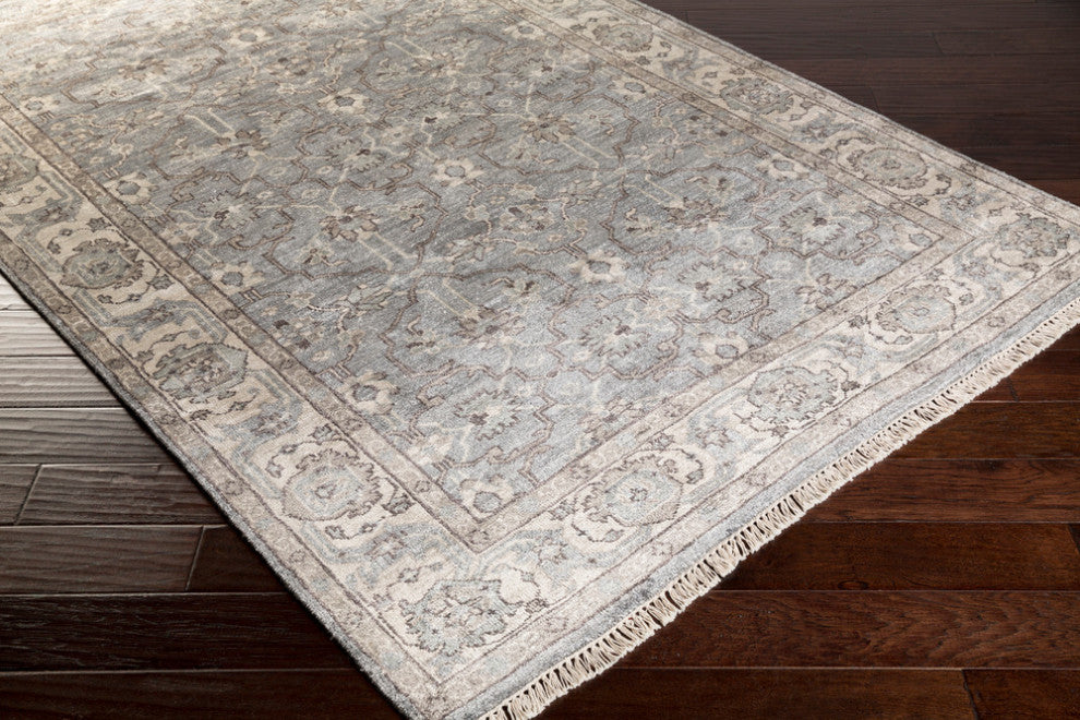 Surya Theodora THO-3000 Traditional Area Rug, Medium Gray, 9' x 13' Rectangle