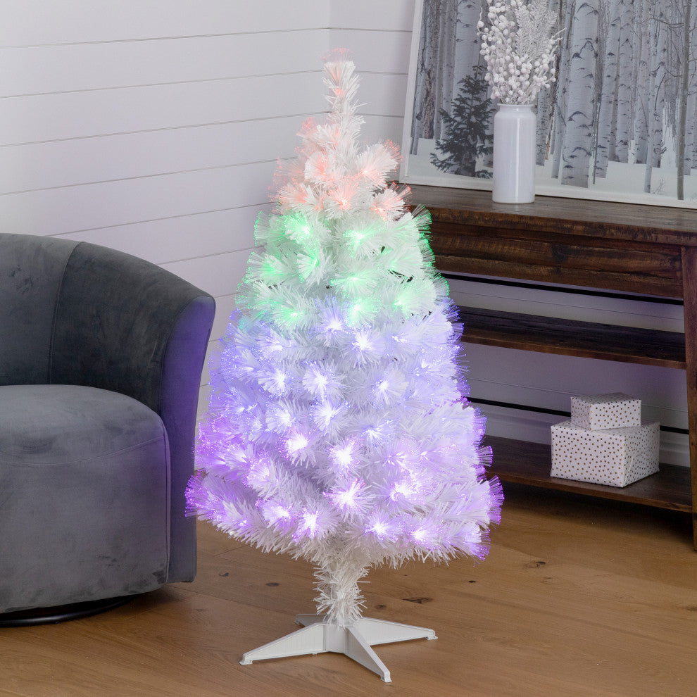 4ft. White Pre-Lit Fiber Optic Artificial Christmas Tree
