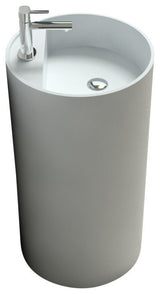 ADM Curved Freestanding Pedestal Sink, White, 18", Matte White