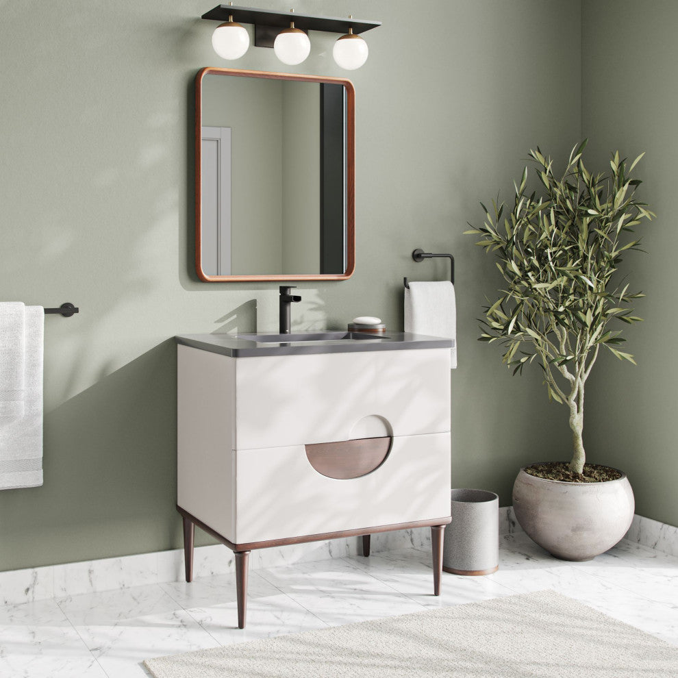 Rhonda Bath Vanity, Beige, 30", Single Sink, Freestanding