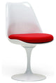 Modern White Tulip Chair Dining Chair Red Cushion