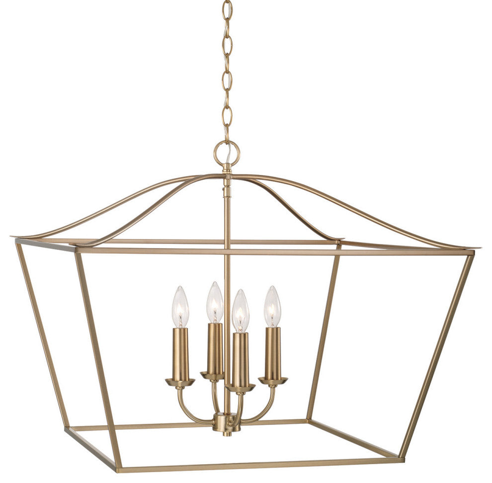 Capital Lighting 350641 Grady 4 Light 28"W Taper Candle Pendant - Matte Brass