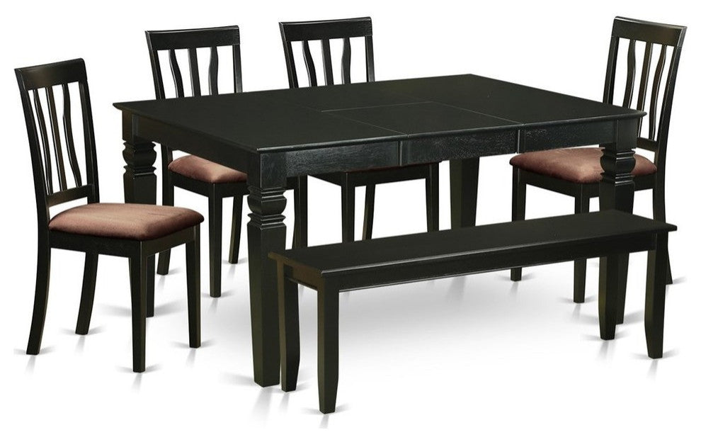 6-Piece Dining Room Set Table and 4 Chairs and Together With Bench