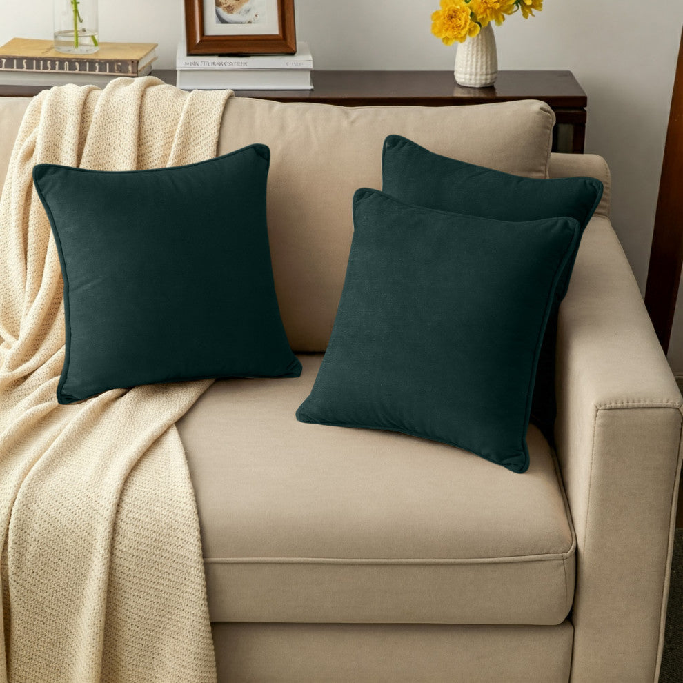 A1HC Soft Velvet Throw Pillow Covers Only, Set of 2, Forest Green, 22"x22"