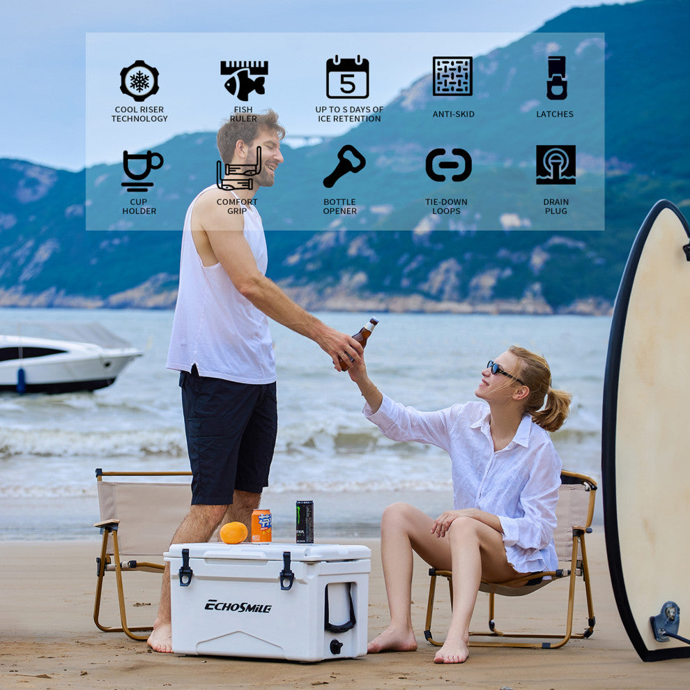 EchoSmile 35 qt. Rotomolded Cooler, White
