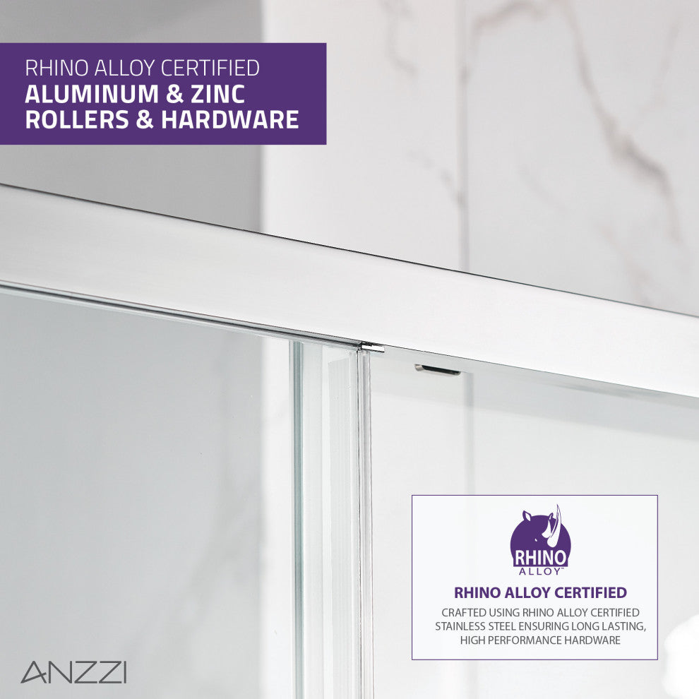 ANZZI Halberd Framed Sliding Shower Door, Polished Chrome, 60" X 72"