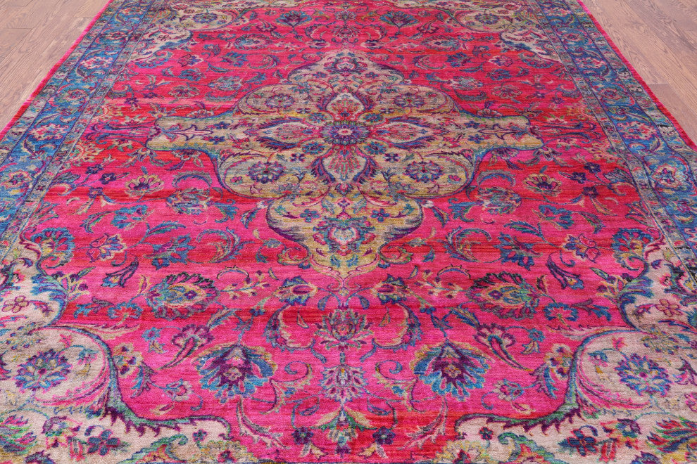 7' 9" X 9' 10" Persian Handmade Silk Rug Q6802