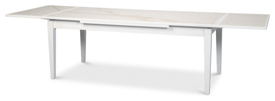 Rectangular White Extension Dining Table Seats 10 People