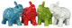 Ceramic Standing Trumpeting Elephant Figurines, 4-Piece Set
