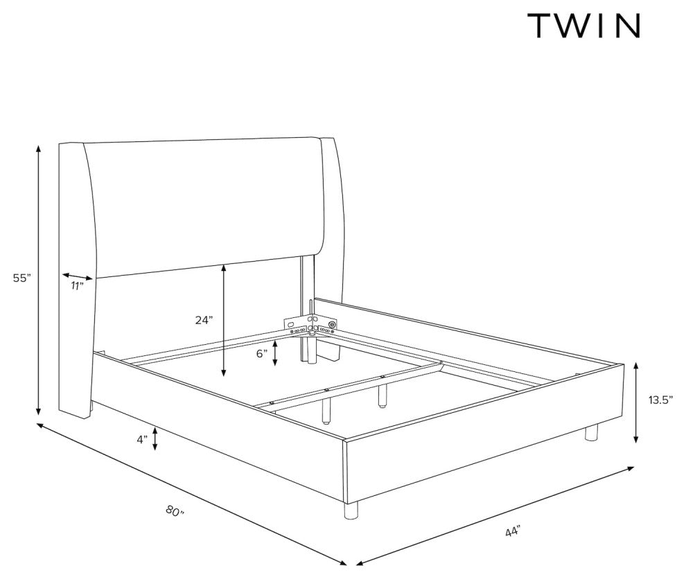 Maxwell King Square Wingback Bed, Zuma Linen
