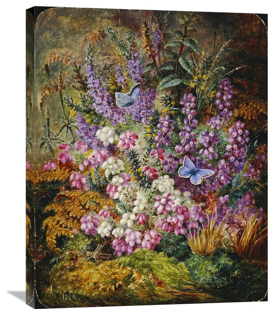"Blue Butterflies and Wildflowers" Canvas Giclee by Albert Durer Lucas, 24"x30"