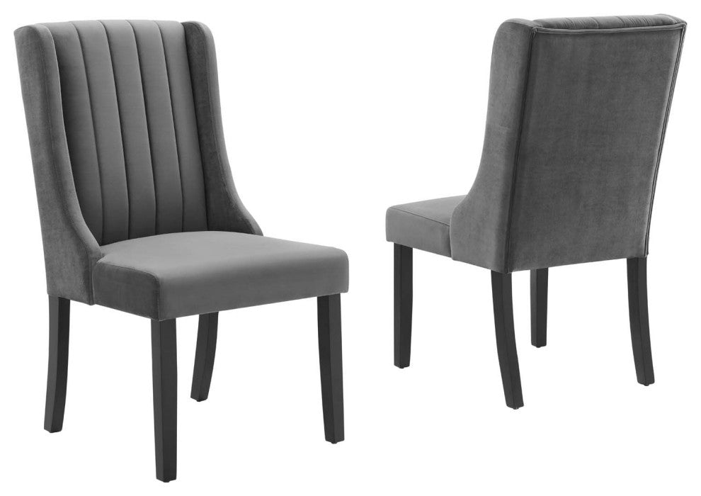 Renew Parsons Performance Velvet Dining Side Chairs, Set of 2 Gray