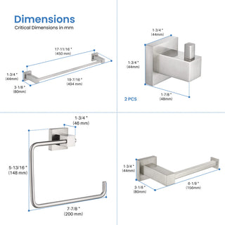 Cube 5-Piece Bathroom Hardware Set, Brushed Nickel