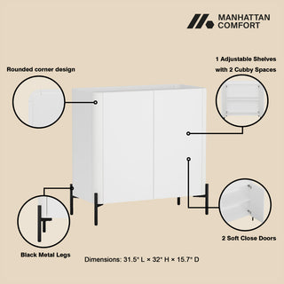 Manhattan Comfort 2-Piece Abbey Accent Cabinet and Bookcase