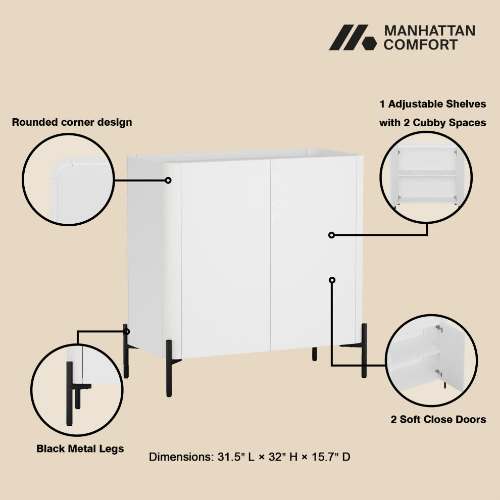 Manhattan Comfort 2-Piece Abbey Accent Cabinet and Bookcase