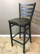 Reclaimed 30" Bar Stool With Ladder Back, Set of 2, Dark Walnut