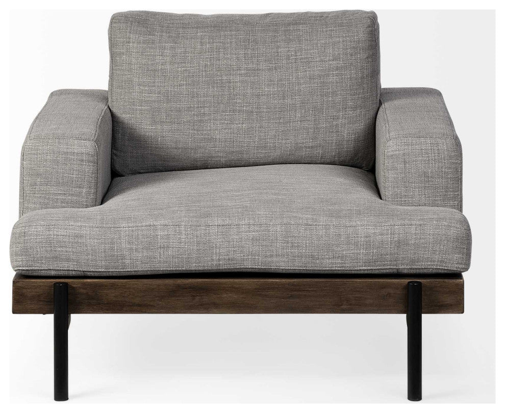 41" Gray and Black Linen Club Chair