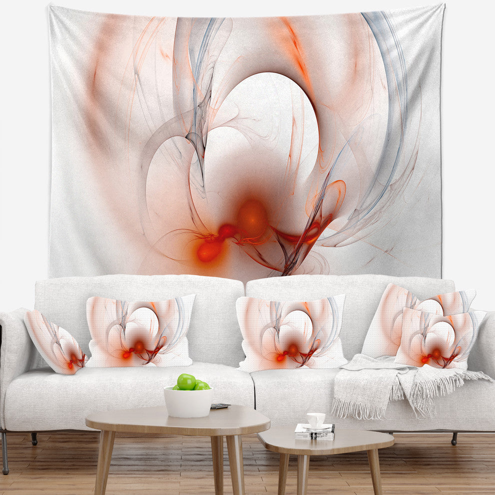 Red Fractal Galactic Nebula Abstract Wall Tapestry, 60"x50"