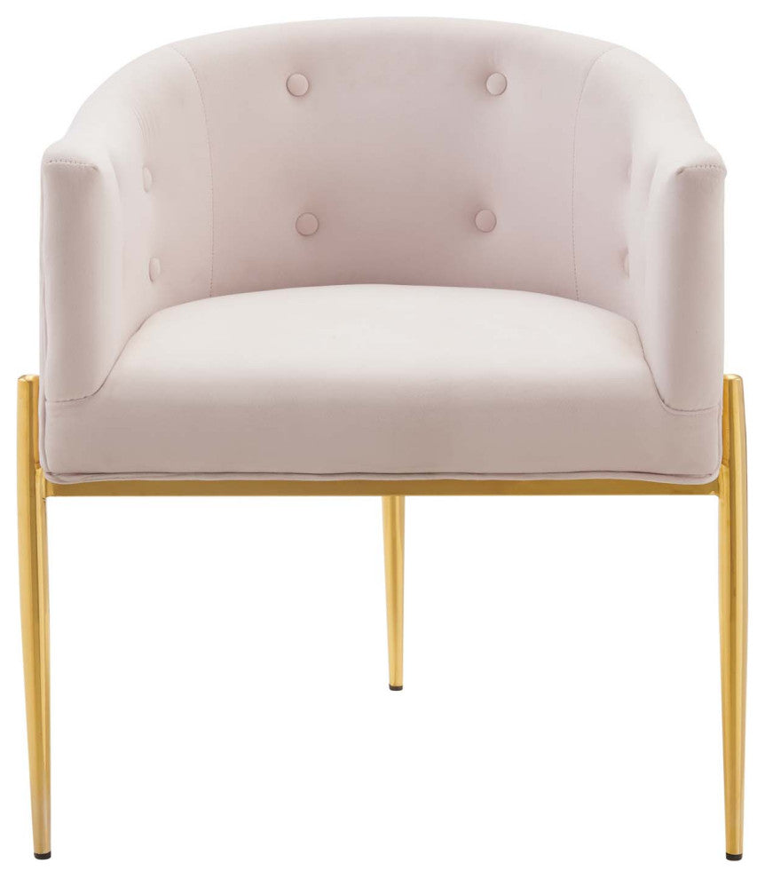 Tufted Accent Chair, Velvet, Metal, Pink, Modern, Living Lounge Hospitality