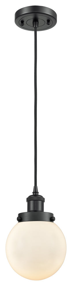Beacon 1-Light Mini Pendant, Matte Black, Matte White