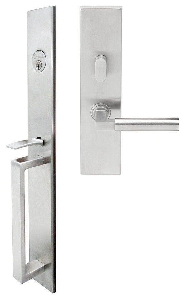 Aurora Lever, Mortise Entry Handleset, LHR, Satin Stainless Steel