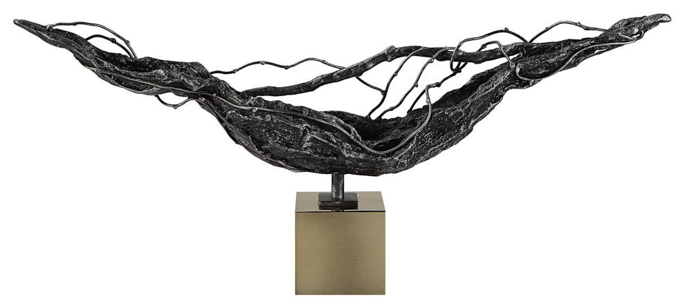 Uttermost 18009 Tranquility 8-1/2" Tall Cast Iron Abstract Table - Antique