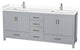 80" Double Bathroom Vanity, Gray, White Cultured Marble Countertop, Sinks